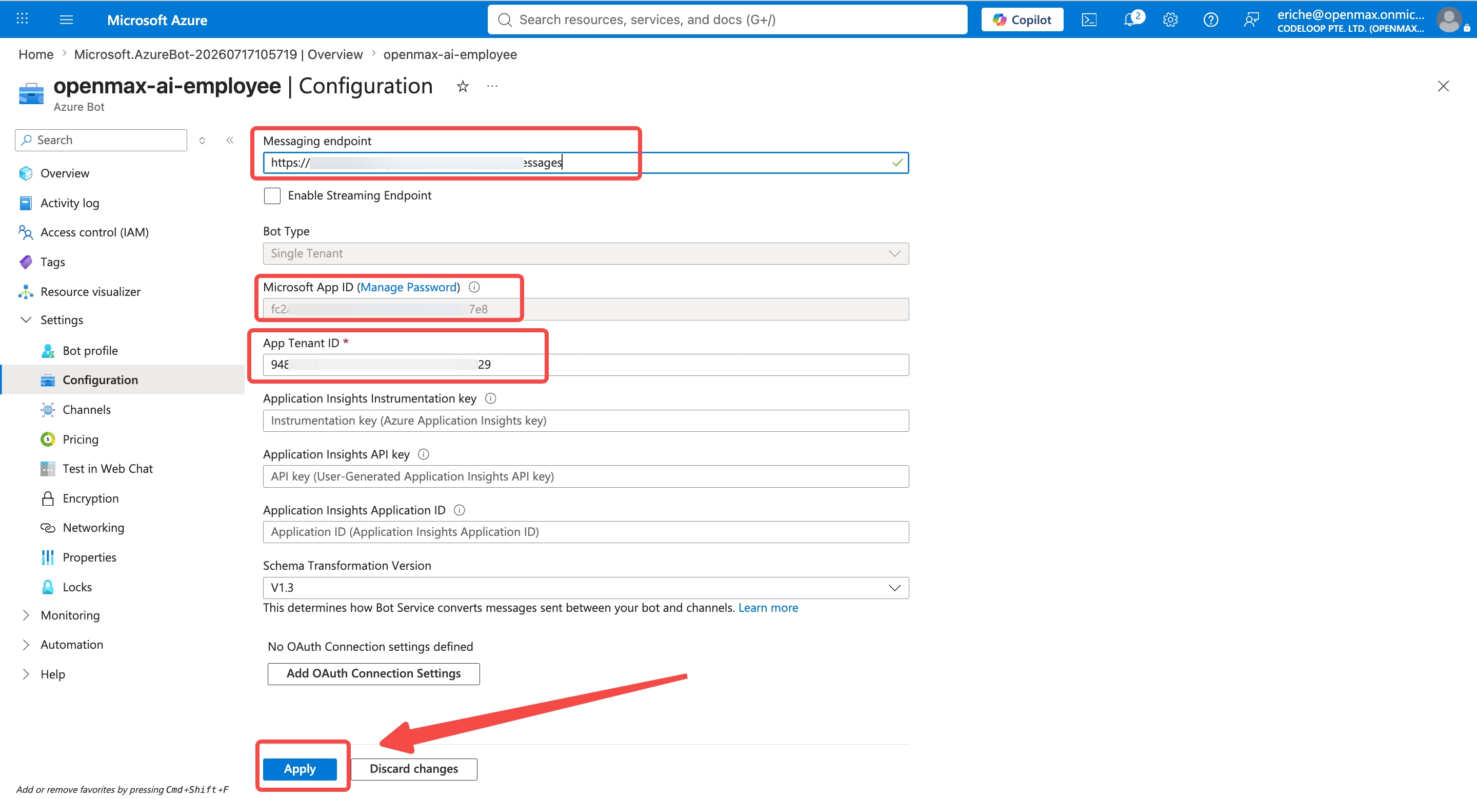Configuration — click Apply