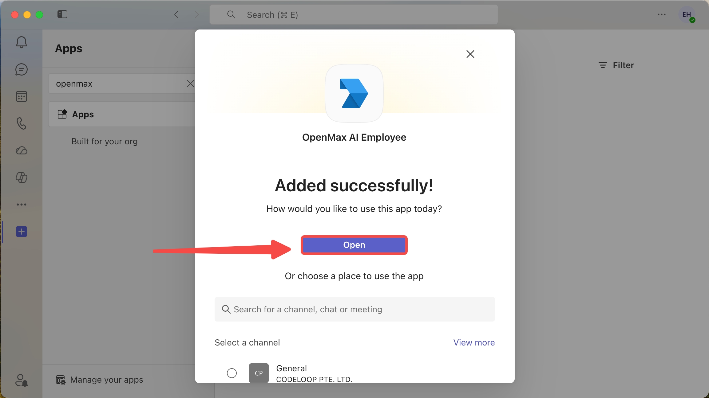 App added — Open