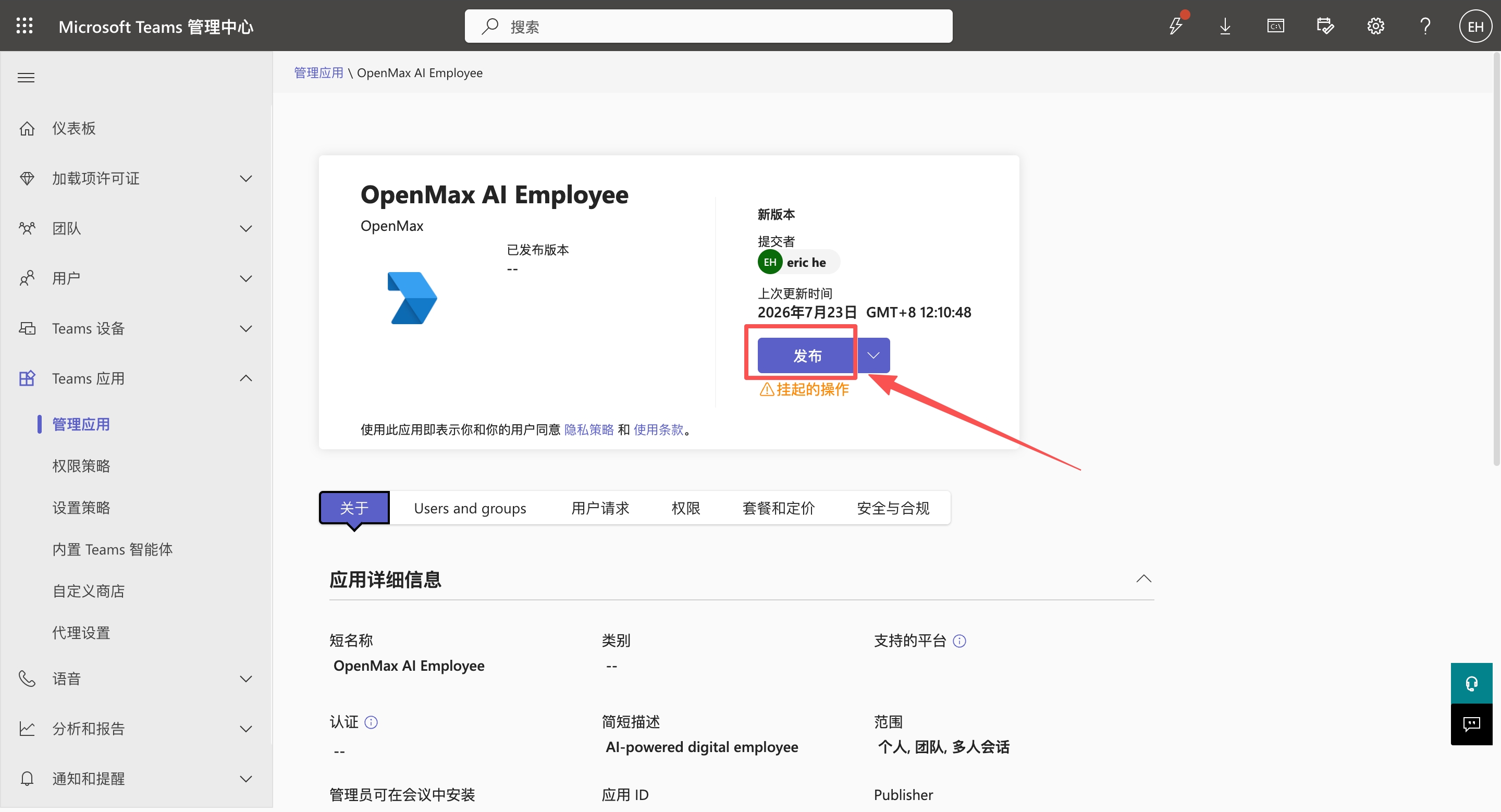应用详情 —— 发布